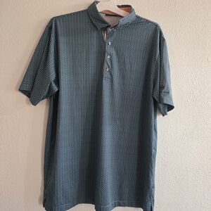 Mens Lg Devereux‎ Polo Golf Shirt Talking Stick Logo On Arm Blue